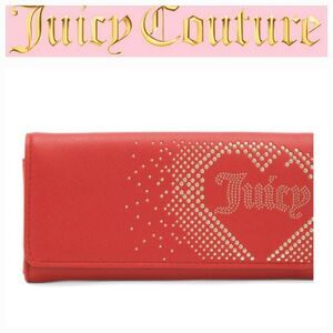Juicy Couture Lovely Day Studded Logo Flap Wallet- Cool Red